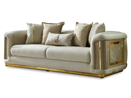 Elegance Stationary Sofa in Cream from Furnia - Luna Furniture