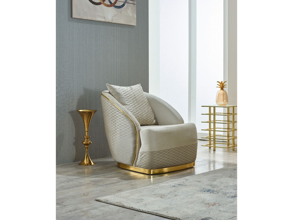 Elegance 3-pieces (Sofa & Loveseat & Chair) Livingroom Set in Cream from Furnia - Luna Furniture