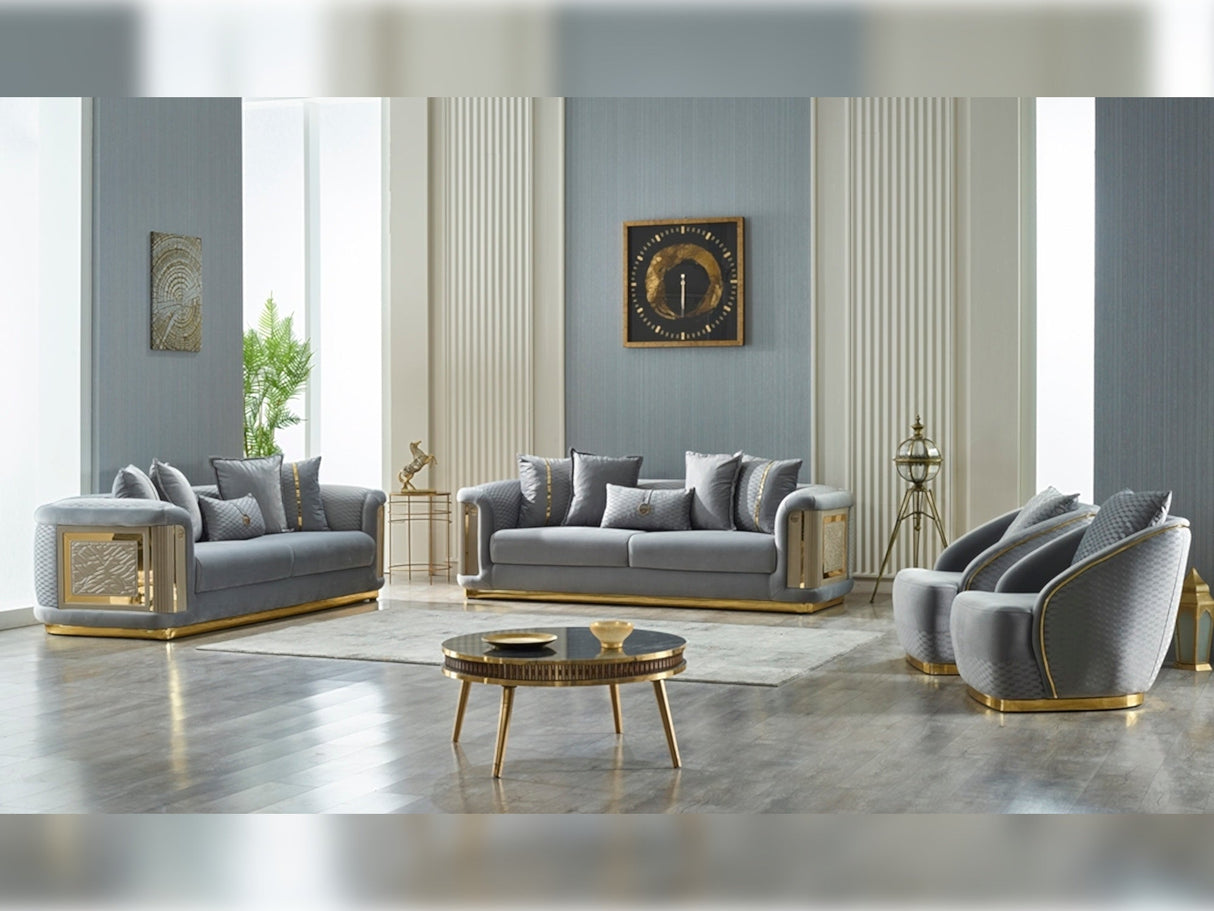 Elegance Stationary Sofa in Light Grey from Furnia - Luna Furniture