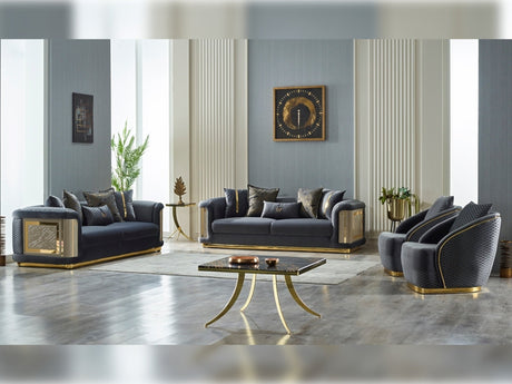 Elegance Stationary Sofa in Dark Grey from Furnia - Luna Furniture