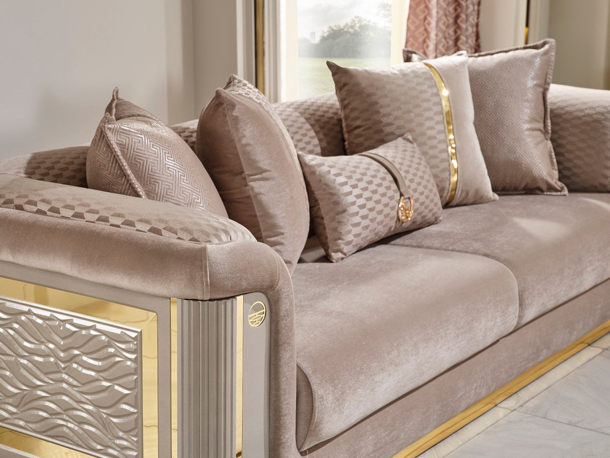 Elegance 3-pieces (Sofa & Loveseat & Chair) Livingroom Set in Beige from Furnia - Luna Furniture