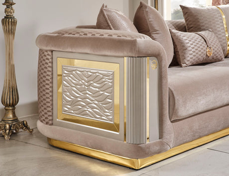 Elegance Stationary Sofa in Beige from Furnia - Luna Furniture