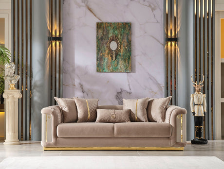 Elegance Stationary Sofa in Beige from Furnia - Luna Furniture