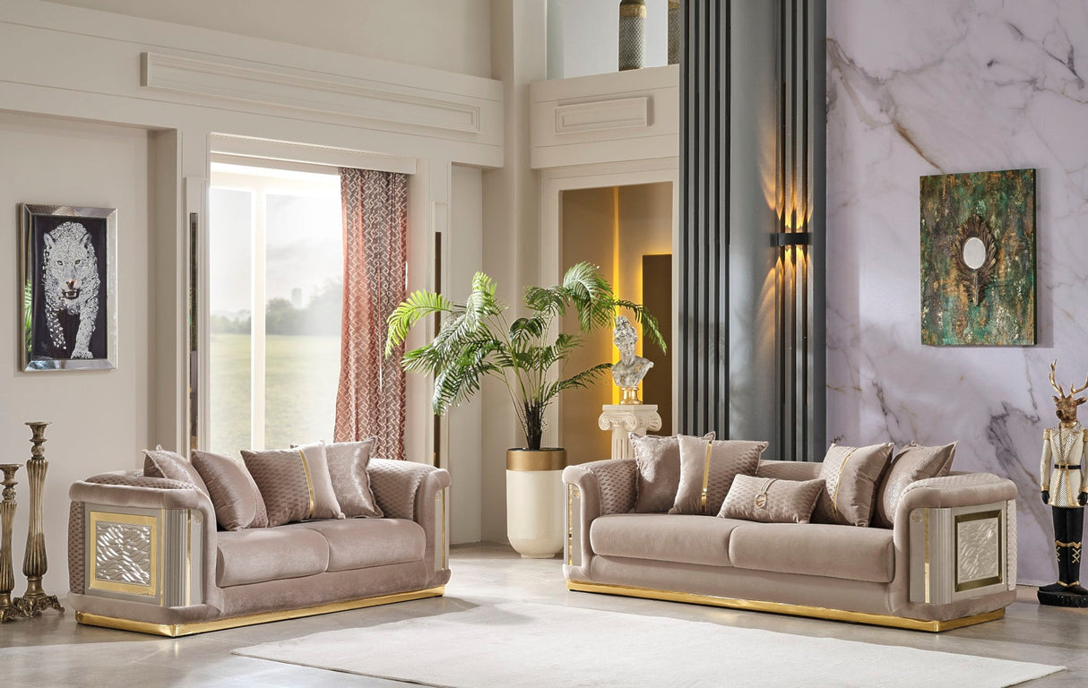 Elegance 3-pieces (Sofa & Loveseat & Chair) Livingroom Set in Beige from Furnia - Luna Furniture
