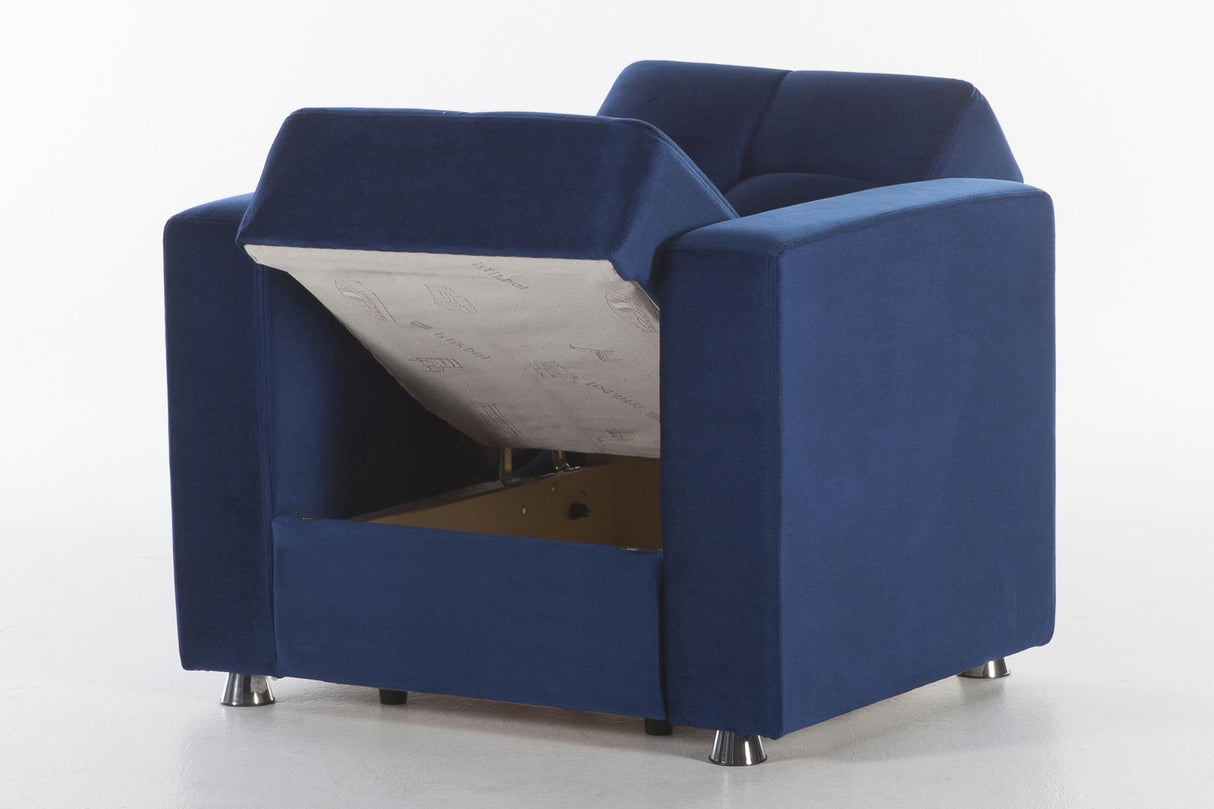 Elegant Roma Navy Ottoman from Bellona - Luna Furniture