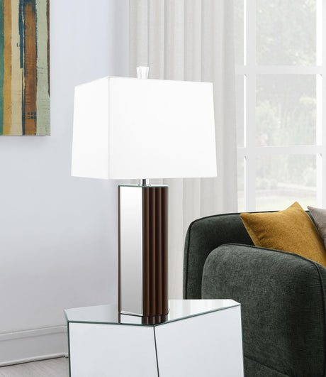 Elena Brown 30-inch Square Tapered Mirrored Table Lamp from Coaster - Luna Furniture