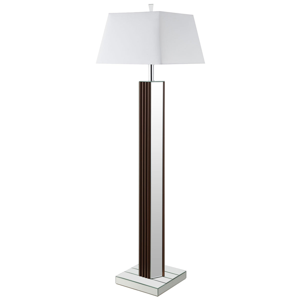 Elena Brown 67-inch Square Tapered Mirrored Floor Lamp from Coaster - Luna Furniture