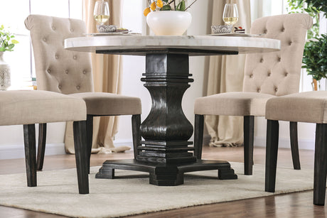 Elfredo White/Antique Black Round Dining Table from Furniture of America - Luna Furniture