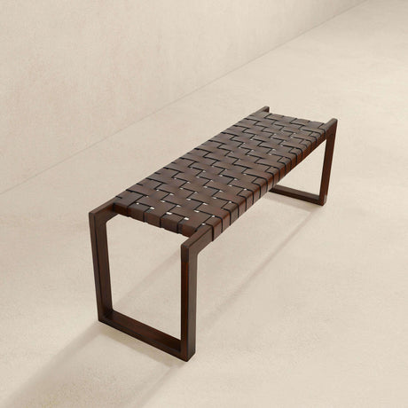Christina Tan Leather Bench from Ashcroft Furniture - Luna Furniture