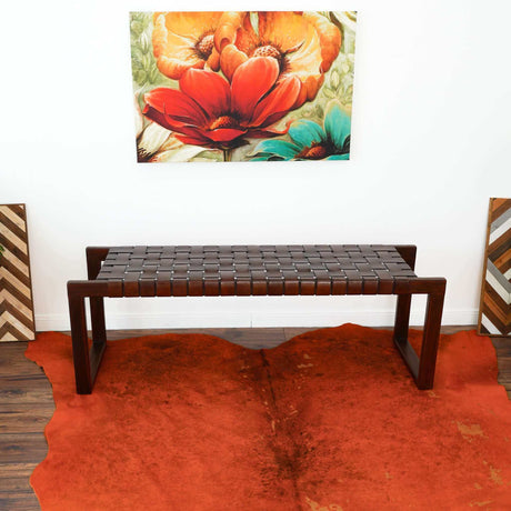 Christina Tan Leather Bench from Ashcroft Furniture - Luna Furniture