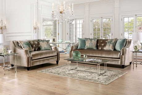 Elicia Champagne/Turquoise Loveseat from Furniture of America - Luna Furniture