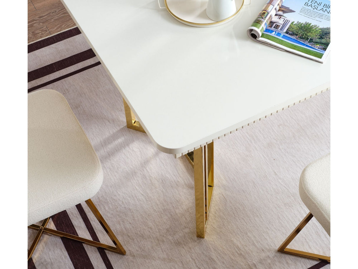 Marsel Diningroom (Consol With Mirror & Dining Table & 6 Dining Chair) from Furnia - Luna Furniture