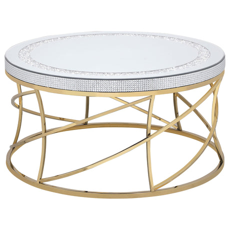 Elise Gold 2-Piece Round Mirror Top Coffee and End Table Set from Coaster - Luna Furniture