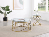 Elise Gold Round Mirror Top Stainless Steel Coffee Table from Coaster - Luna Furniture