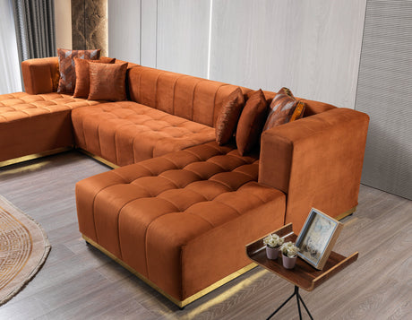 Elisha Orange Velvet Double Chaise 140" Sectional from Nova Furniture - Luna Furniture