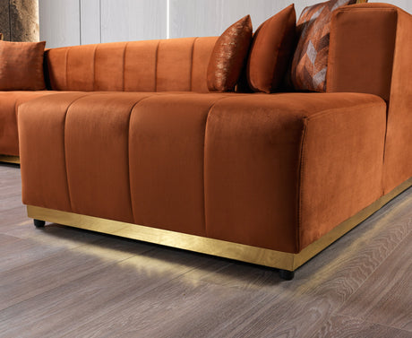 Elisha Orange Velvet Double Chaise 140" Sectional from Nova Furniture - Luna Furniture