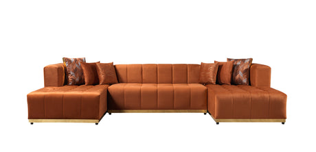 Elisha Orange Velvet Double Chaise 140" Sectional from Nova Furniture - Luna Furniture