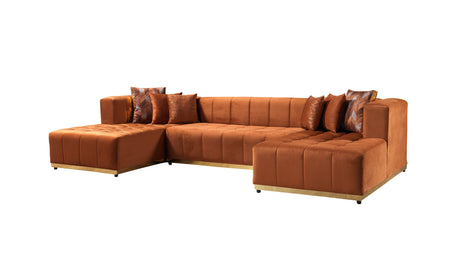 Elisha Orange Velvet Double Chaise 140" Sectional from Nova Furniture - Luna Furniture