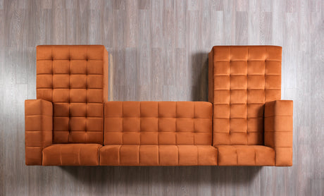 Elisha Orange Velvet Double Chaise 140" Sectional from Nova Furniture - Luna Furniture