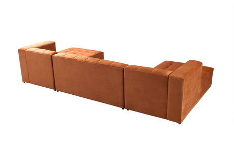 Elisha Orange Velvet Double Chaise 140" Sectional from Nova Furniture - Luna Furniture