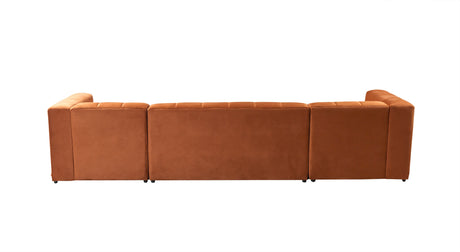 Elisha Orange Velvet Double Chaise 140" Sectional from Nova Furniture - Luna Furniture