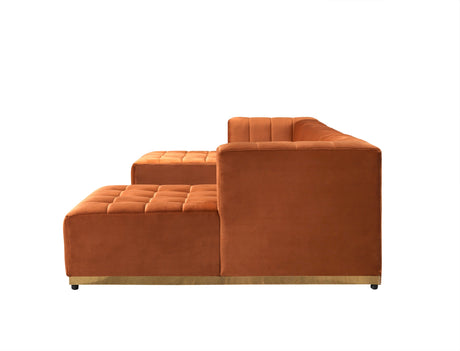 Elisha Orange Velvet Double Chaise 140" Sectional from Nova Furniture - Luna Furniture