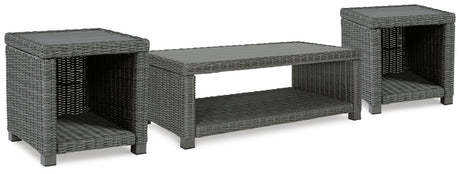Elite Park Outdoor Coffee Table with 2 End Tables in Gray from Ashley - Luna Furniture