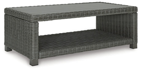 Elite Park Outdoor Coffee Table with 2 End Tables in Gray from Ashley - Luna Furniture