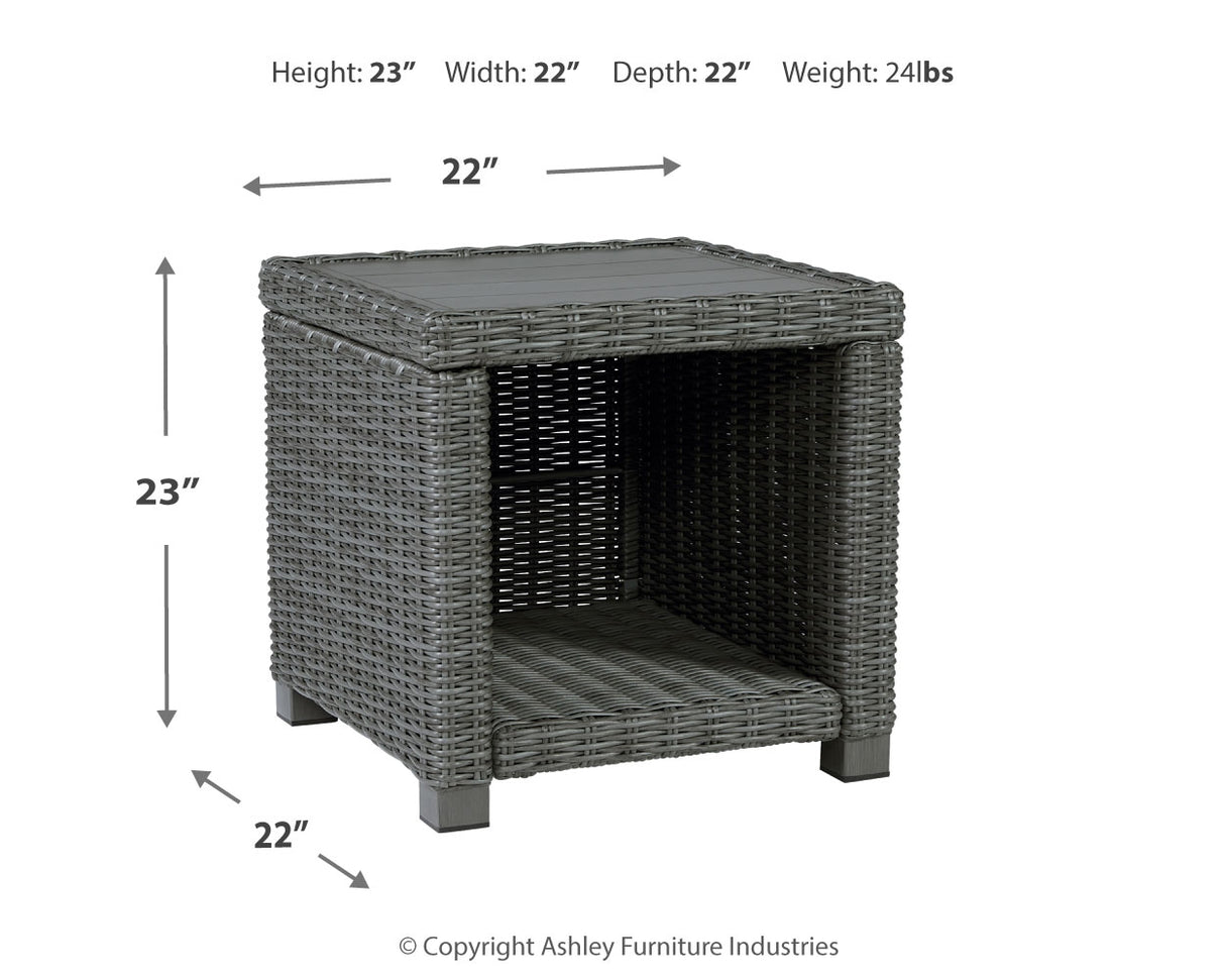 Elite Park Outdoor Coffee Table with 2 End Tables in Gray from Ashley Furniture - Luna Furniture