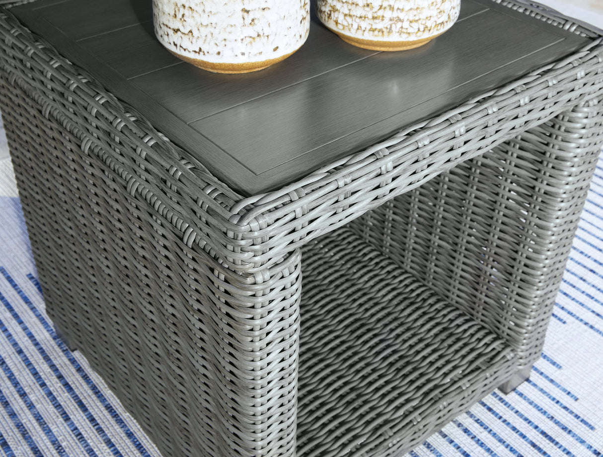 Elite Park Outdoor Coffee Table with 2 End Tables in Gray from Ashley Furniture - Luna Furniture