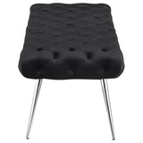 Ella Black Upholstered Tufted Bench Stainless Steel Legs from Coaster - Luna Furniture
