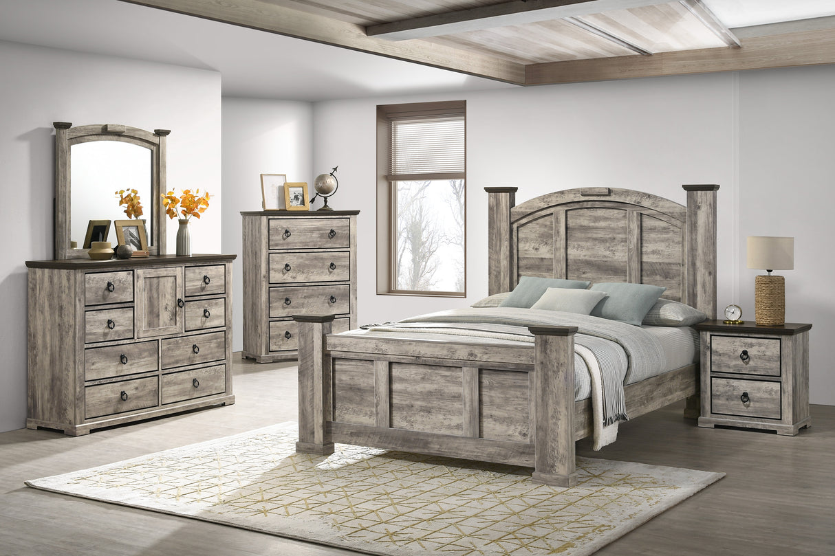 Ella-Mae Beige/Brown King Poster Bed from Crown Mark - Luna Furniture