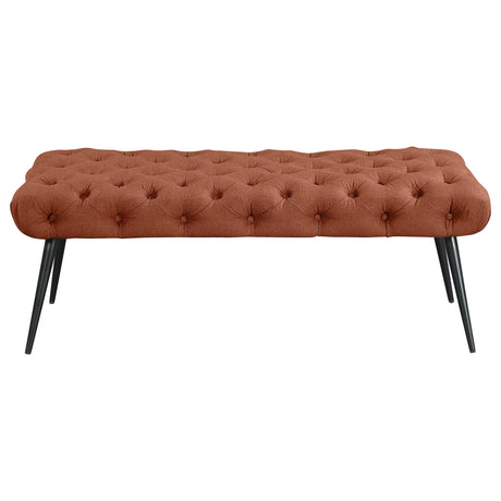 Ella Rust Upholstered Tufted Bench Stainless Steel Legs from Coaster - Luna Furniture