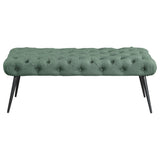 Ella Teal Upholstered Tufted Bench Stainless Steel Legs from Coaster - Luna Furniture