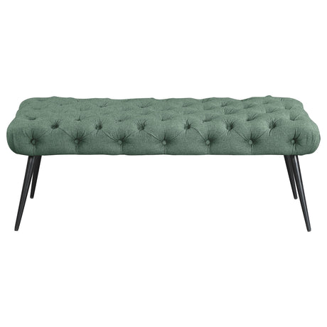 Ella Teal Upholstered Tufted Bench Stainless Steel Legs from Coaster - Luna Furniture
