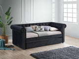 Ellie Black Velvet Twin Daybed with Trundle from Crown Mark - Luna Furniture