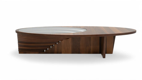 Ellipse Walnut Sculptural Coffee Table from Nova Furniture - Luna Furniture