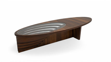 Ellipse Walnut Sculptural Coffee Table from Nova Furniture - Luna Furniture