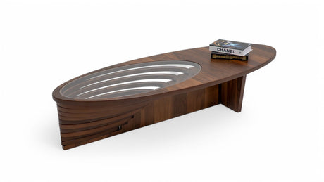 Ellipse Walnut Sculptural Coffee Table from Nova Furniture - Luna Furniture