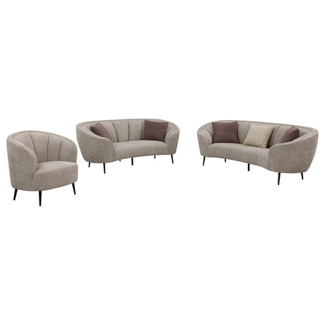 Ellorie Beige 3-Piece Upholstered Curved Sofa Set from Coaster - Luna Furniture
