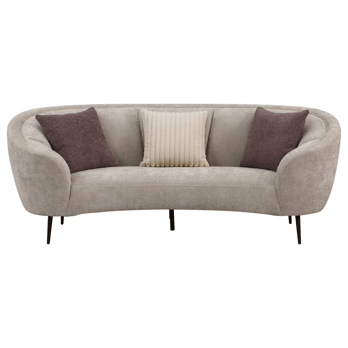 Ellorie Beige Upholstered Channel Back Curved Sofa from Coaster - Luna Furniture
