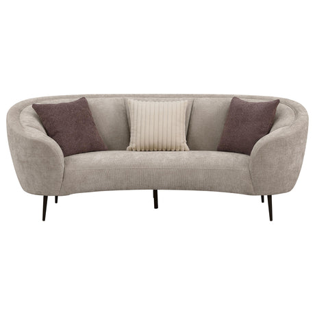 Ellorie Beige Upholstered Channel Back Curved Sofa from Coaster - Luna Furniture