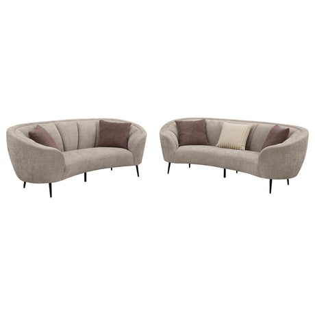 Ellorie Beige Upholstered Curved Living Room Set from Coaster - Luna Furniture