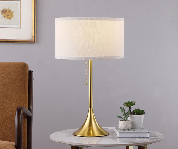 Elmira Gold 24-inch Drum Shade Metal Table Lamp