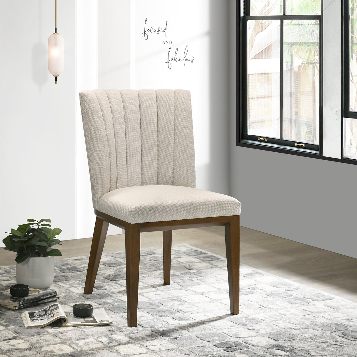 Elmwood Beige Fabric Dining Chair (Set Of 2) from Midinmod - Luna Furniture