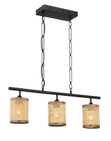 Elysian Three Lights Island With Natural Rattan Shade Farmhouse Chain Ceiling Lamp from Midinmod - Luna Furniture