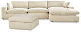 Elyza Linen 3-Piece Sectional with Ottoman from Ashley - Luna Furniture