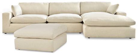 Elyza Linen 3-Piece Sectional with Ottoman from Ashley - Luna Furniture