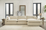 Elyza Linen 3-Piece Sectional with Ottoman from Ashley - Luna Furniture