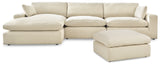 Elyza Linen 3-Piece Sectional with Ottoman from Ashley - Luna Furniture